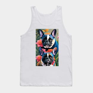 2 Frenchie's with Roses Aesthetic Tank Top